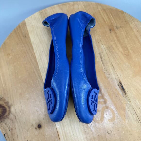 Tory Burch Minnie Travel Ballet Flats Womens Size 9.5 M Shoes Blue Leather - Picture 6 of 10